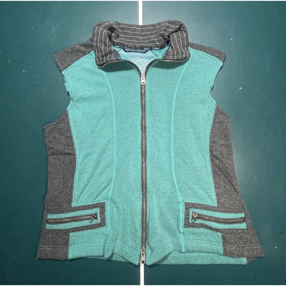 Kuhl Fleece Vest Teal And Grey Kashmira Fleece Women's‎ XL Full Zip Mock Neck